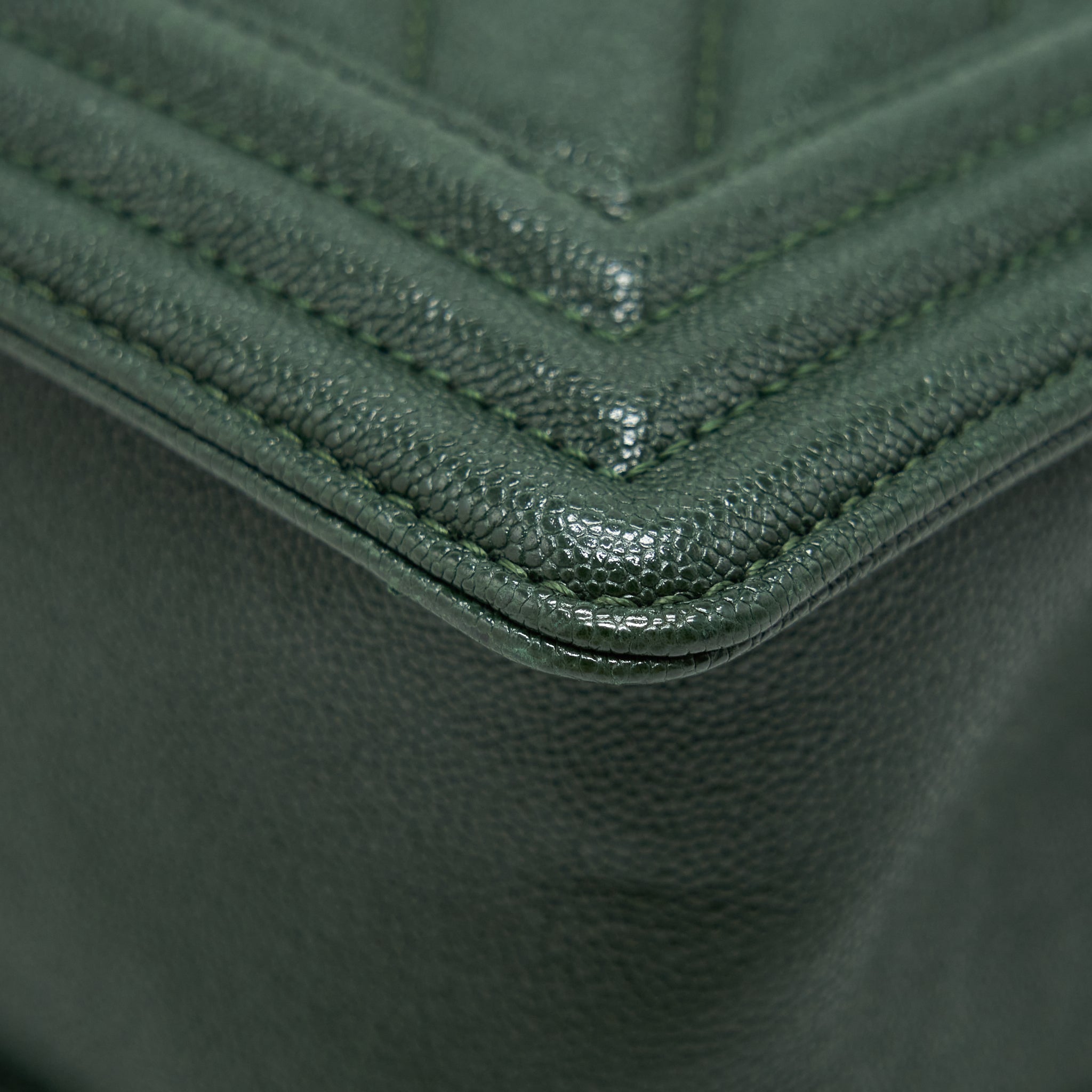 Chanel Chevron Medium Boy Bag Caviar Green Brushed