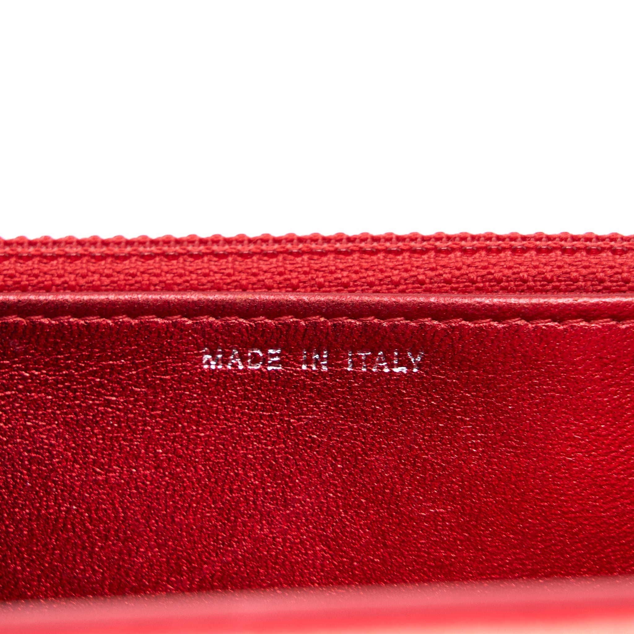 Chanel Boy Wallet On Chain Patent Metallic Red