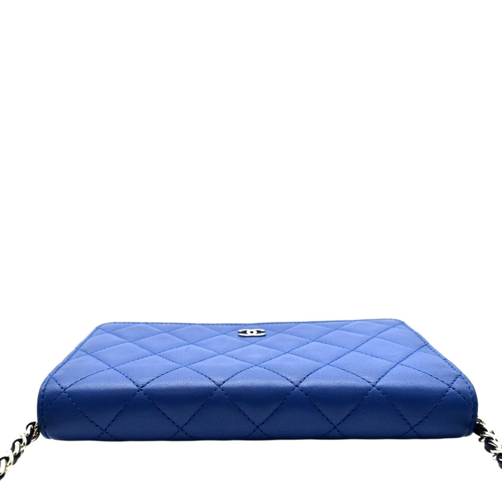 CHANEL WOC Quilted Leather Crossbody Tricolor Wallet Blue