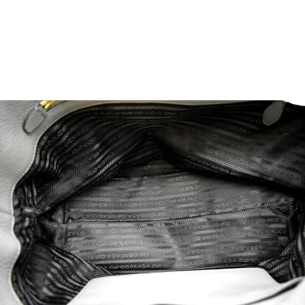 PRADA Vitello Daino Leather Tote Bag Dark Grey