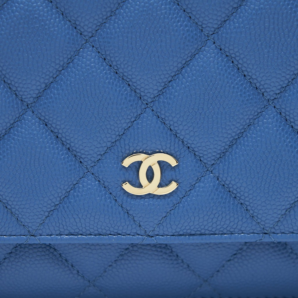 Chanel Classic Wallet On Chain Caviar Light Blue L