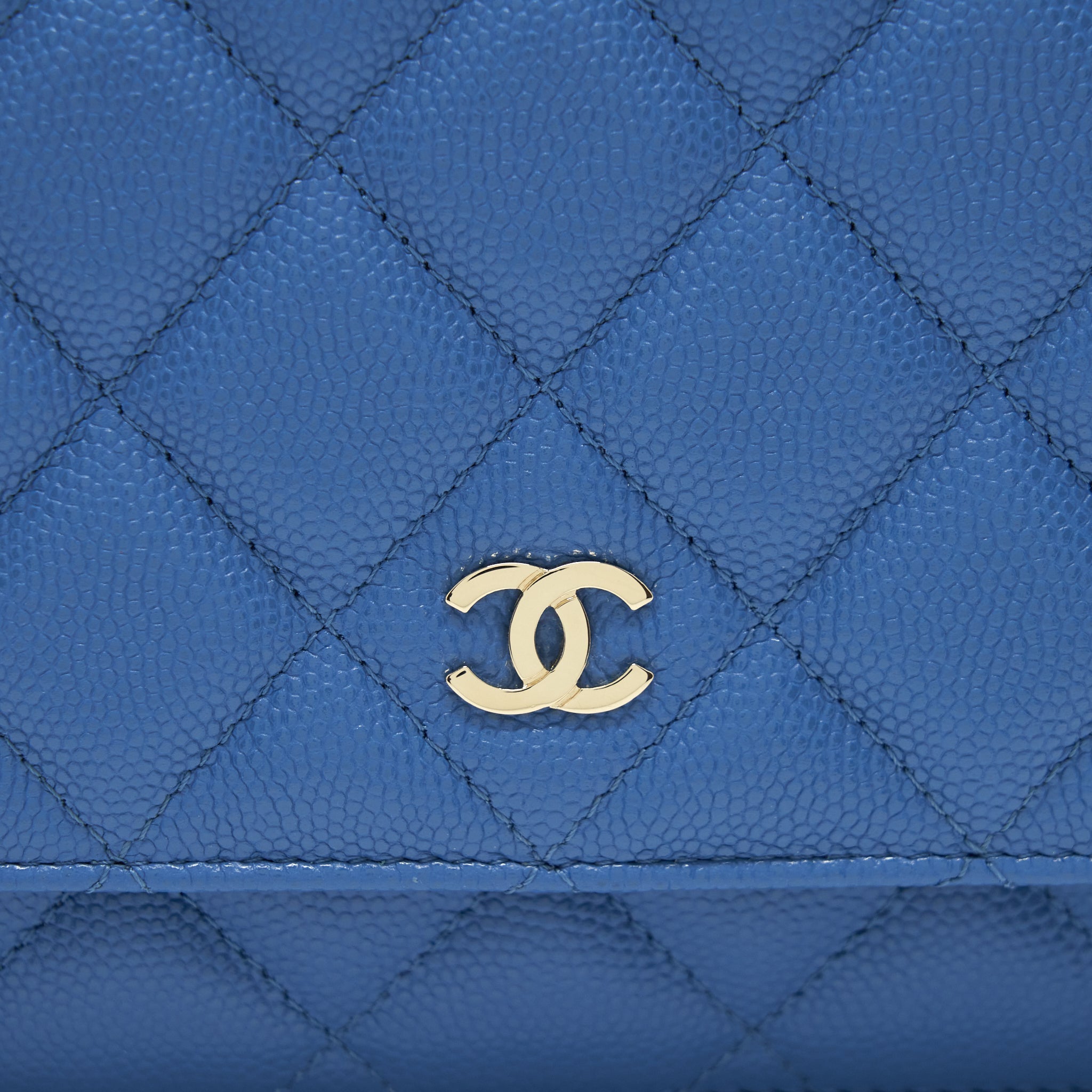 Chanel Classic Wallet On Chain Caviar Light Blue L
