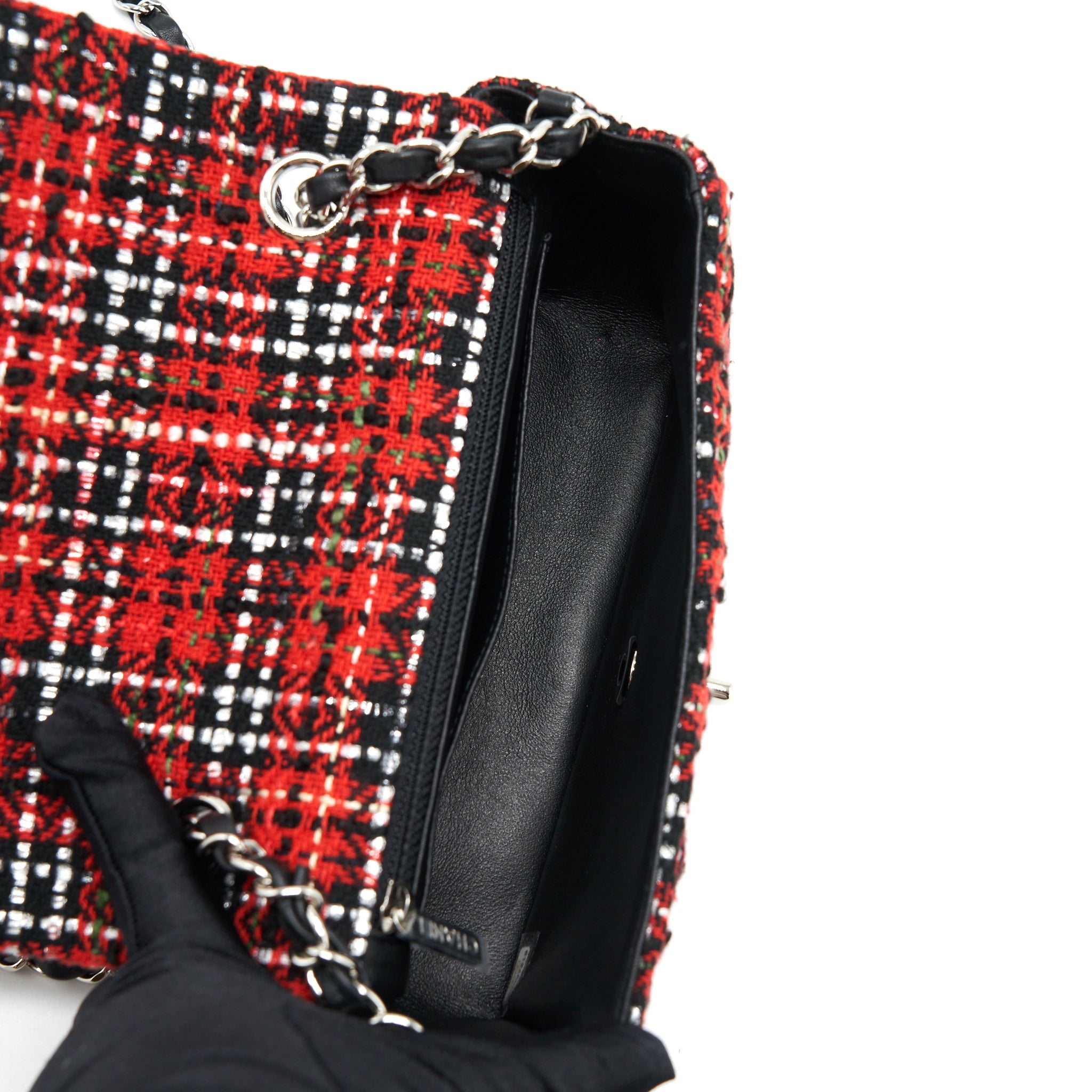 Chanel Mini Rectangular Flap Bag Tweed Red/ Black
