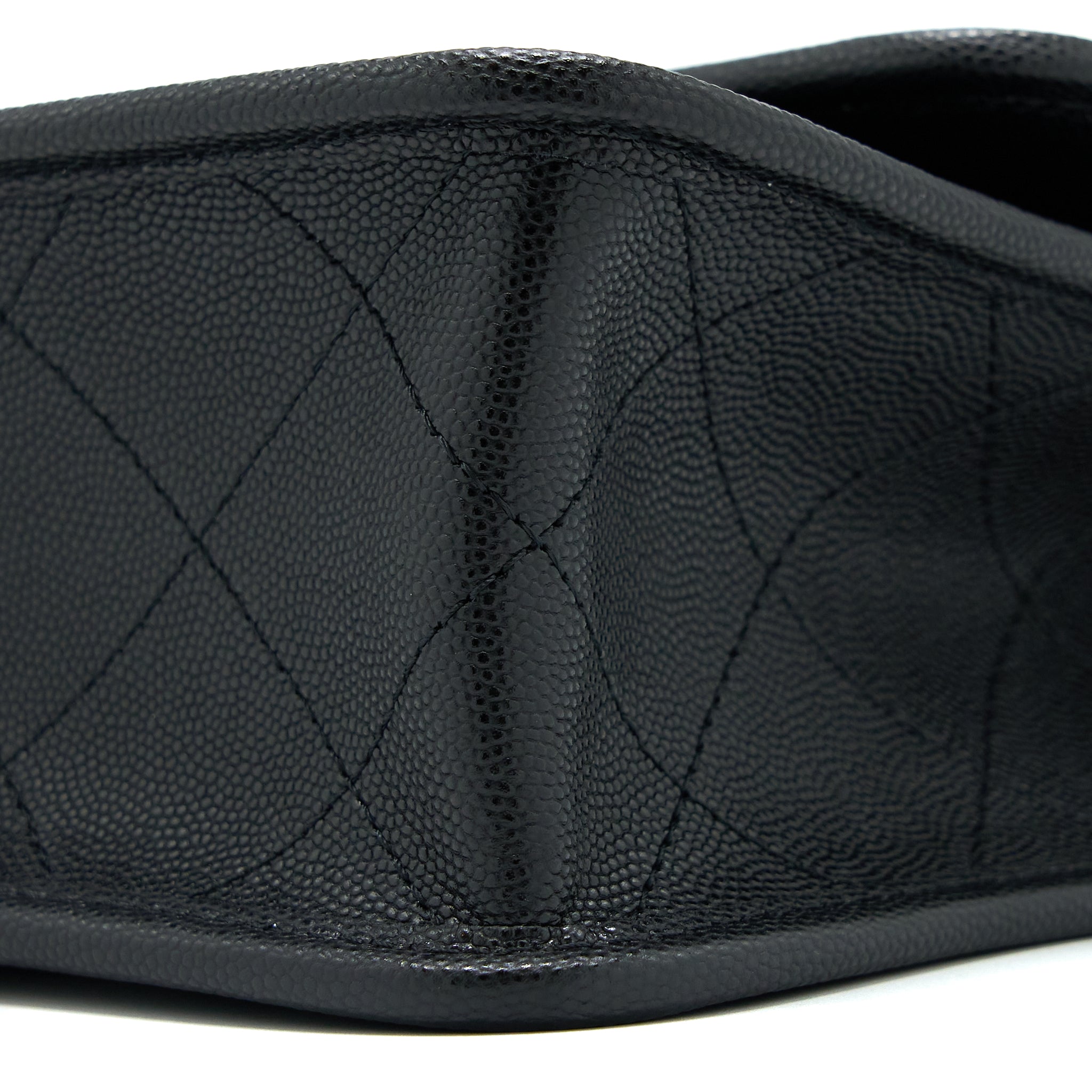Chanel 22K Top Handle Messenger Bag Caviar Black Brushed  (Microchip)