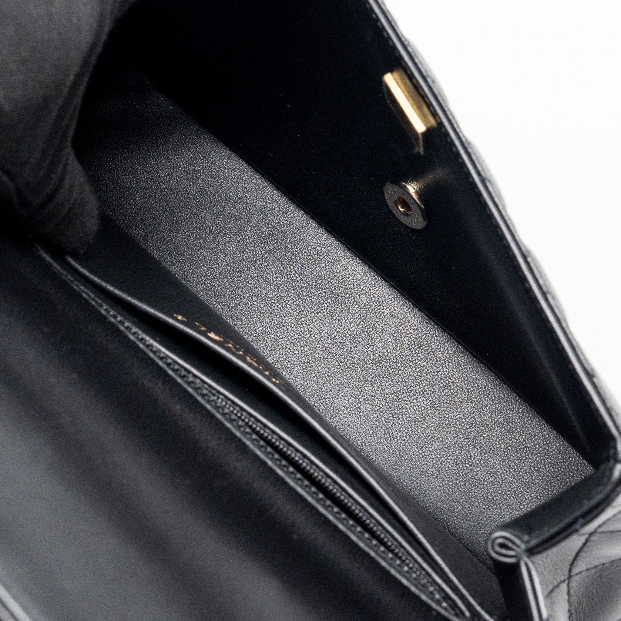 Chanel Crystal Detailed Top Handle Flap Bag Lambskin Black  (Microchip)