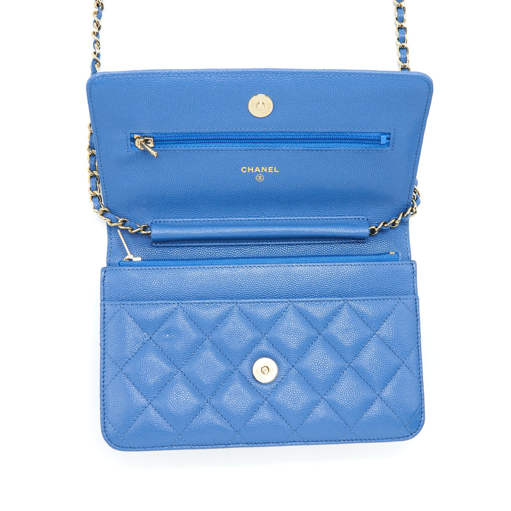 Chanel Classic Wallet On Chain Caviar Light Blue L