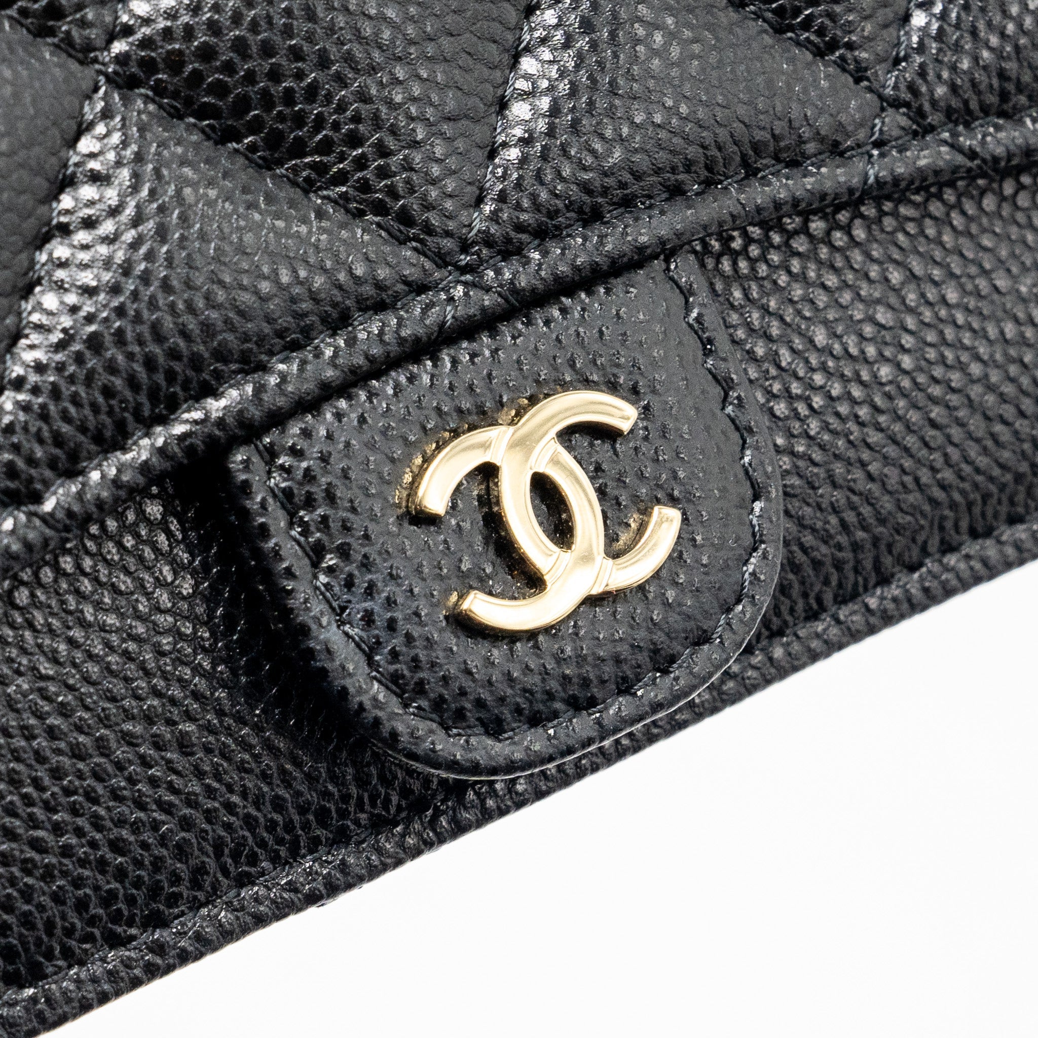 Chanel Flap with Zip Card Holder Caviar Black L (Microchip)
