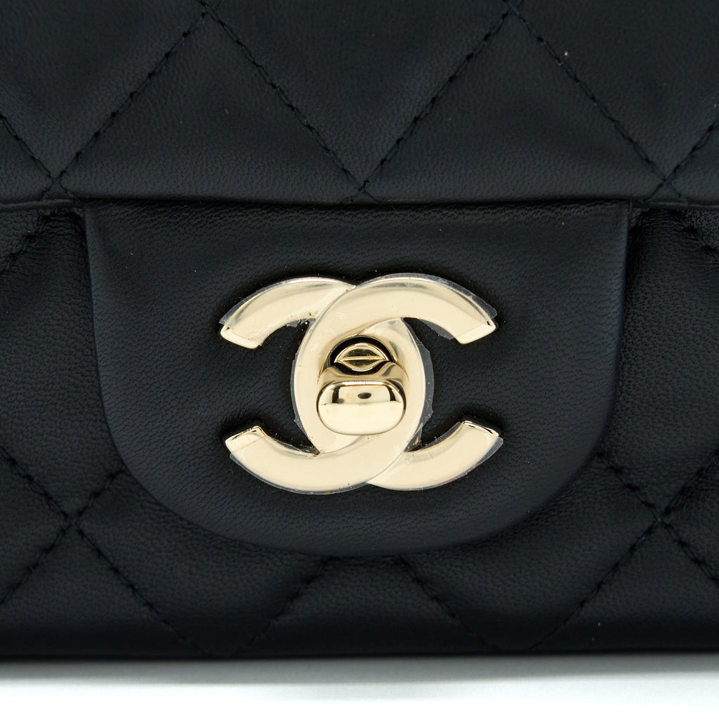 Chanel Mini Rectangular with Coco Bag Charm Limited Edition Lambskin Black L