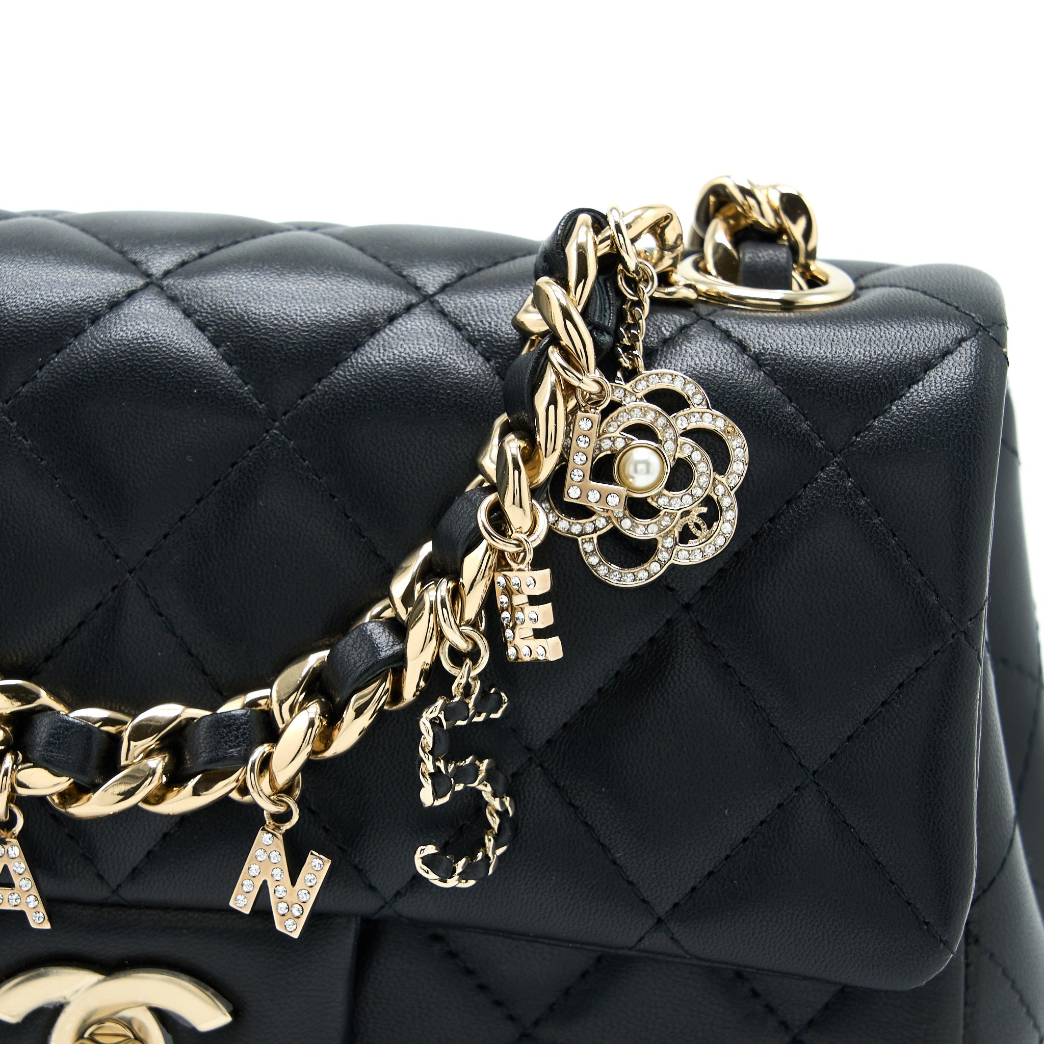 Chanel Mini Rectangular with Coco Bag Charm Limited Edition Lambskin Black L