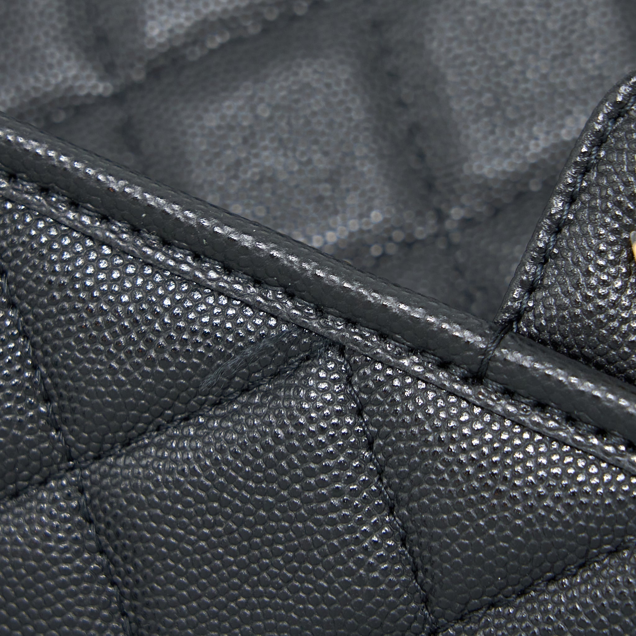 Chanel 22K Top Handle Messenger Bag Caviar Black Brushed  (Microchip)