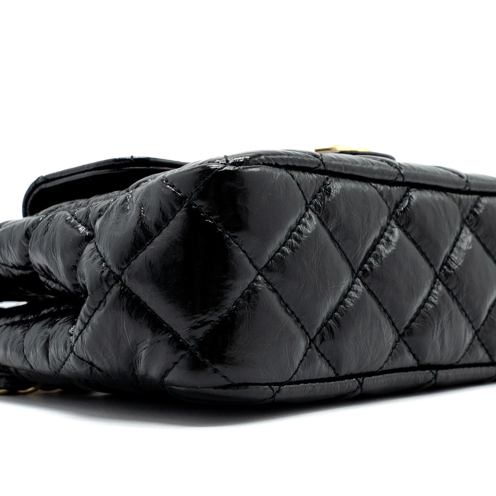 Chanel 23C Small HOBO Bag Shiny Calfskin Black  (Microchip)