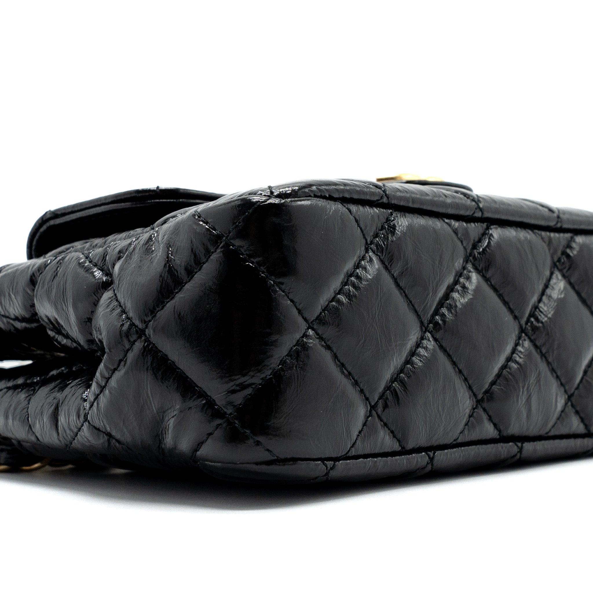 Chanel 23C Small HOBO Bag Shiny Calfskin Black  (Microchip)