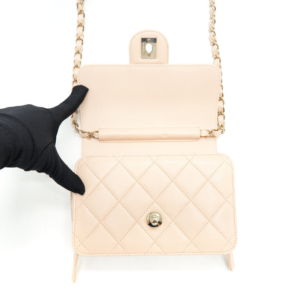 Chanel 21K Crossbody Bag Caviar Light Beige L