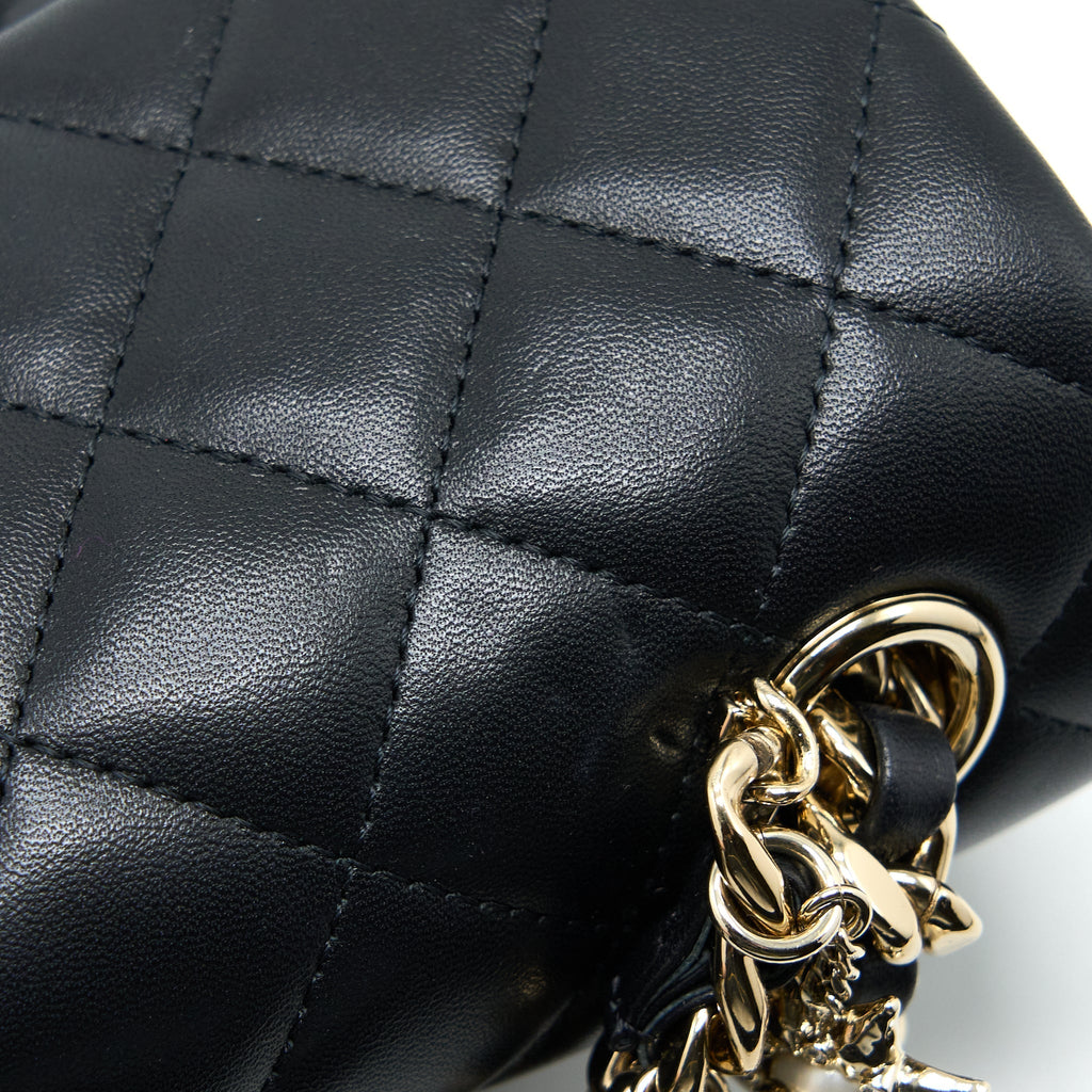 Chanel Mini Rectangular with Coco Bag Charm Limited Edition Lambskin Black L