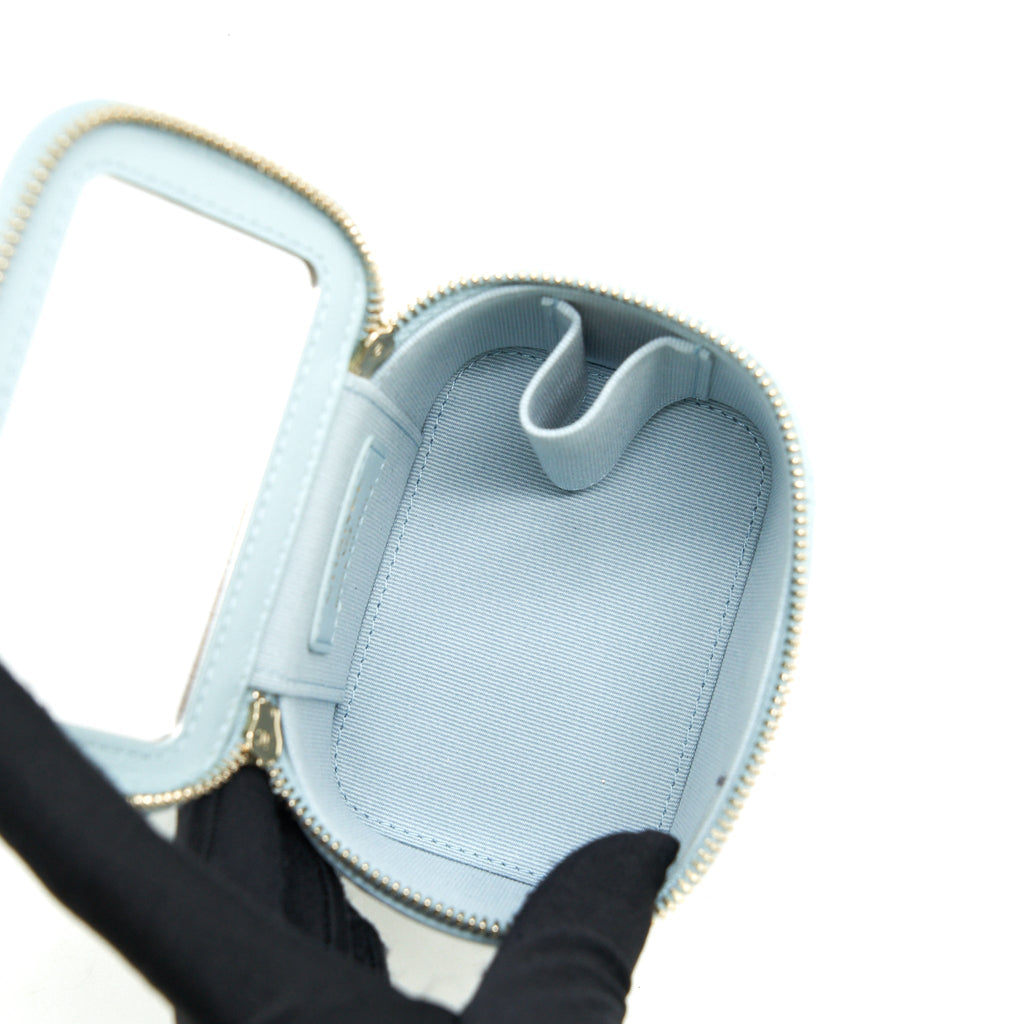Chanel 22S Mini Top Handle Vanity Case Lambskin Light Blue L