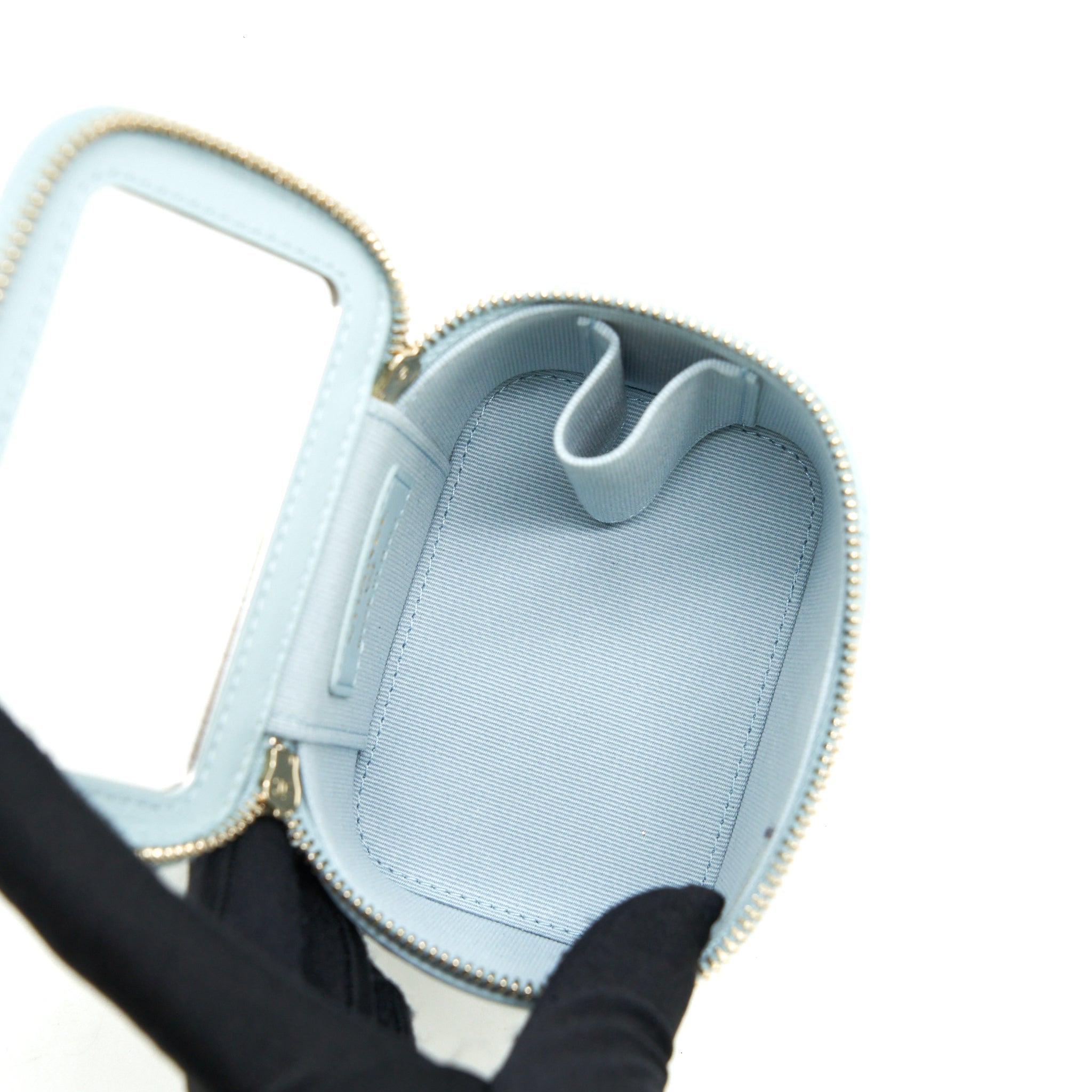 Chanel 22S Mini Top Handle Vanity Case Lambskin Light Blue L