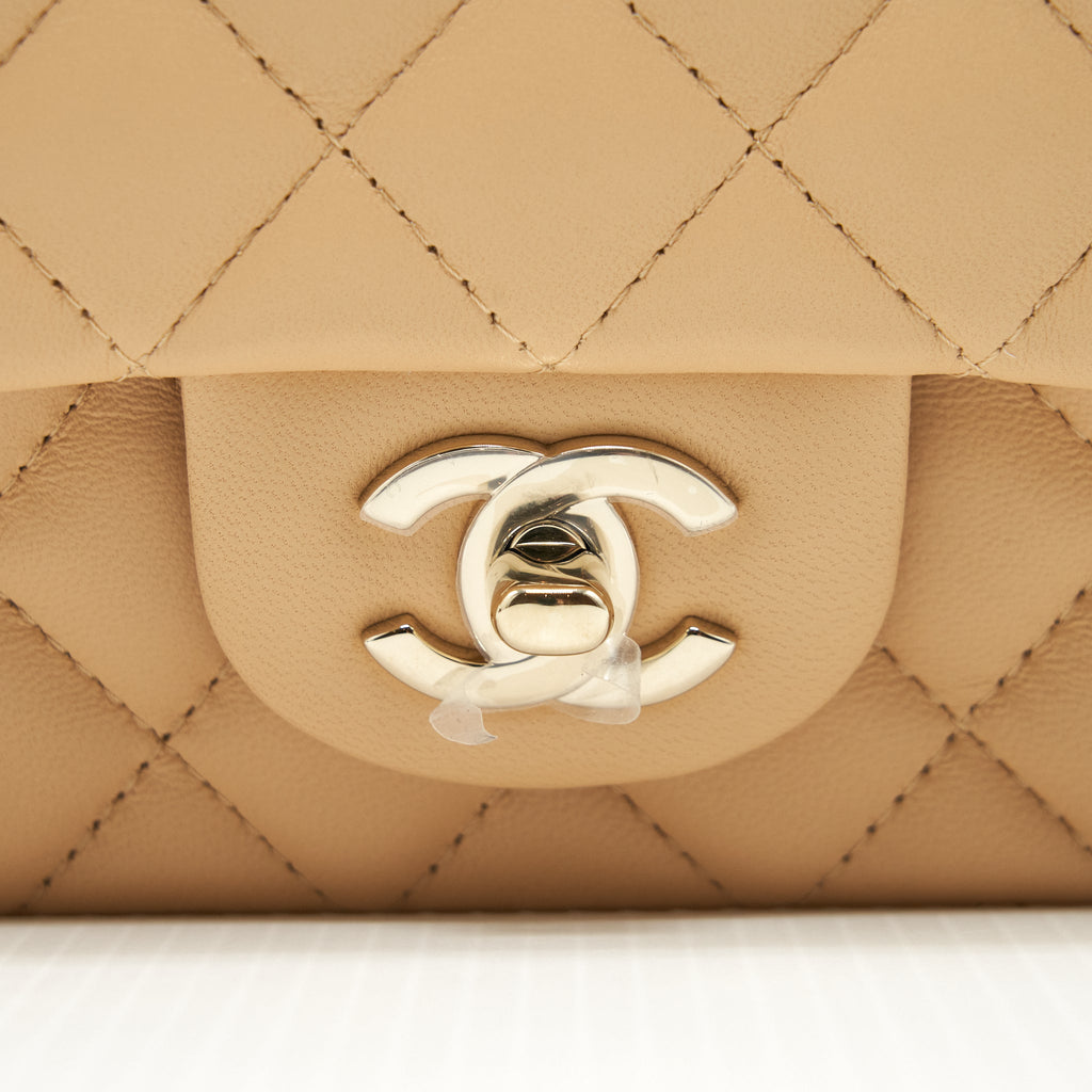Chanel Mini Rectangular Lambskin Light Beige L