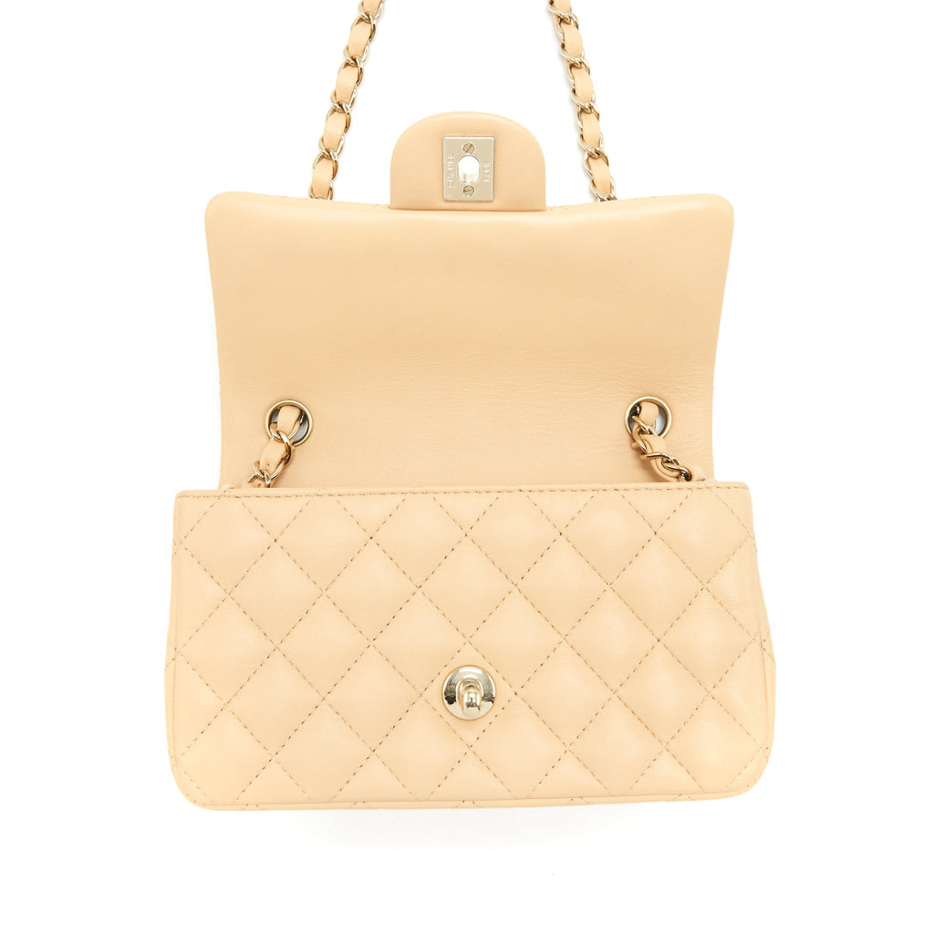 Chanel Mini Rectangular Lambskin Light Beige L