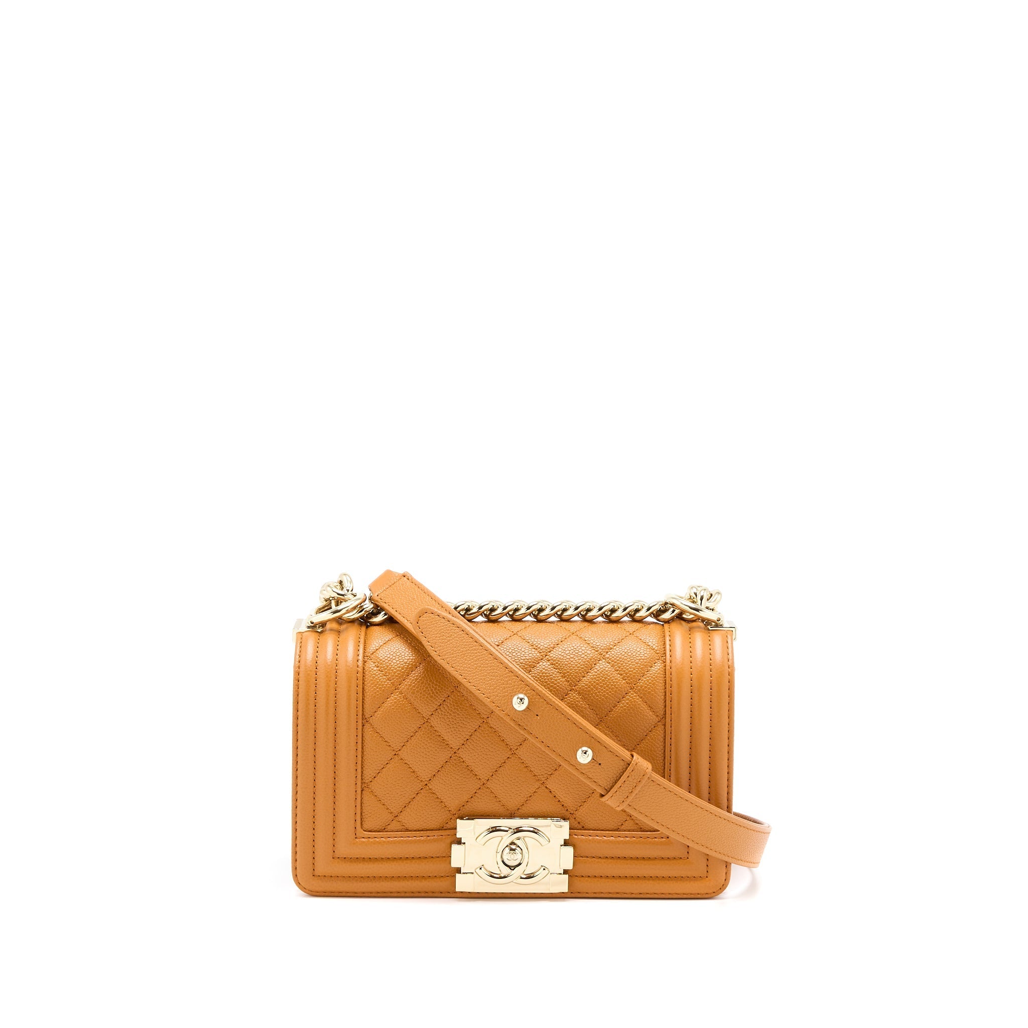 Chanel Small Boy Bag Caviar 21A NC630 Caramel L (Microchip)