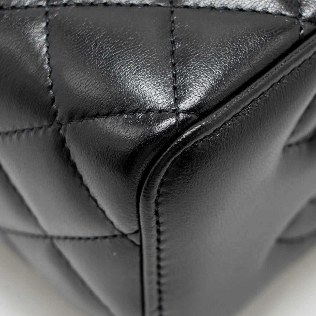 Chanel 24a Long Vanity Case With CC Logo Adjustable Chain Lambskin Black (microchip)