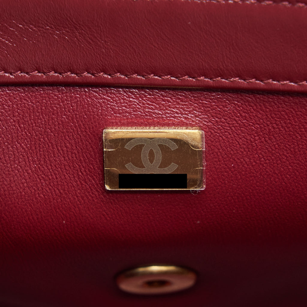 Chanel 21A Medium Gold Crush Flap Bag Calfskin NC635 Burgundy