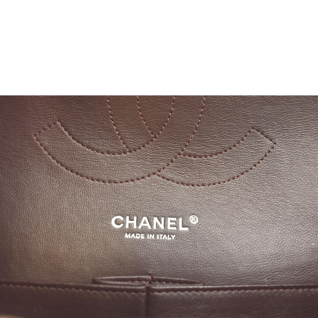CHANEL Classic Medium Double Flap Quilted Lambskin Leather Shoulder Bag Black