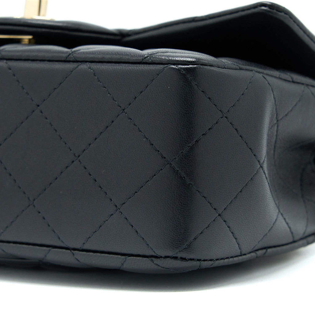 Chanel Top Handle Mini Rectangular Flap Bag Lambskin Black L (Microchip)