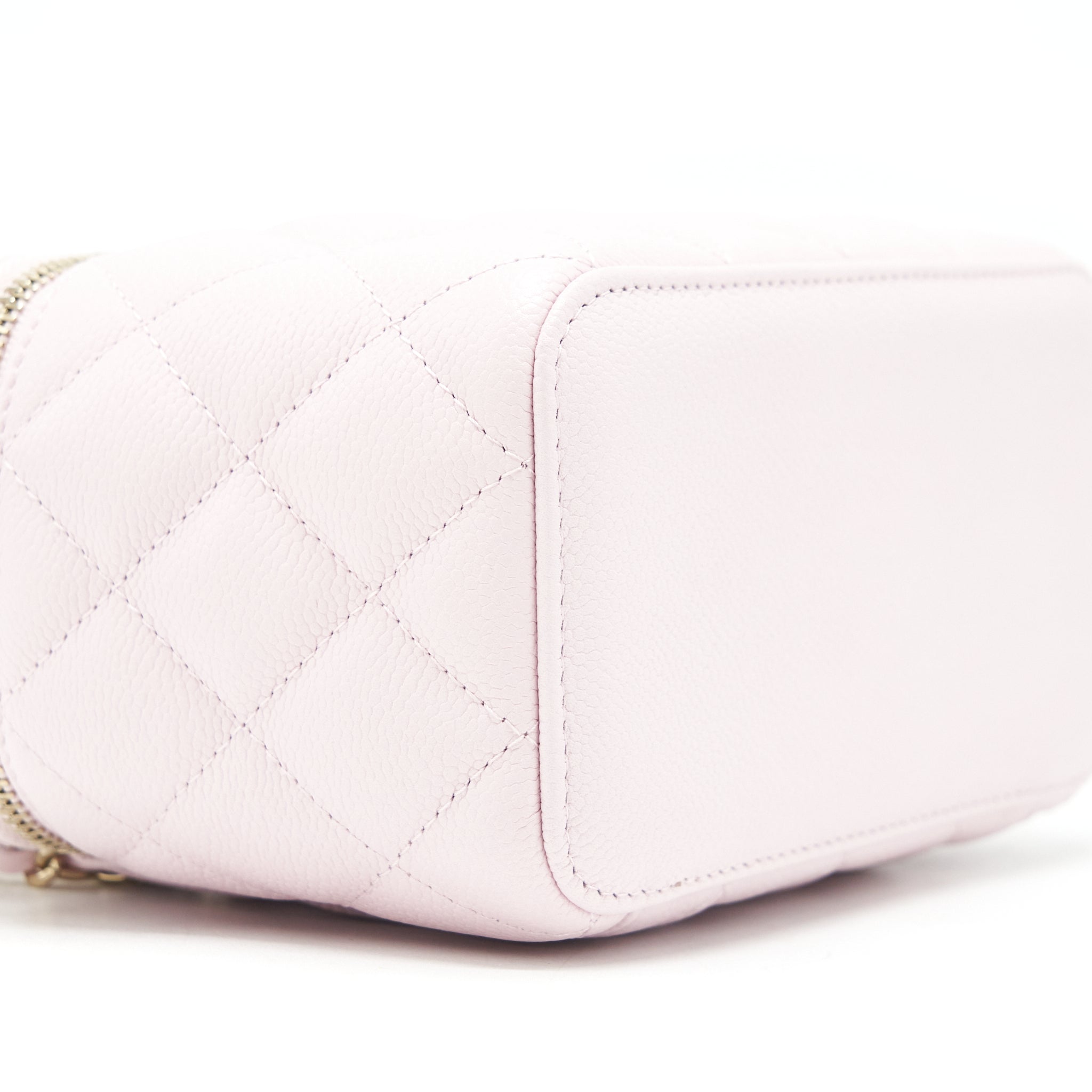 Chanel 22P Long Vanity Case With Logo Chain Caviar Light Pink L