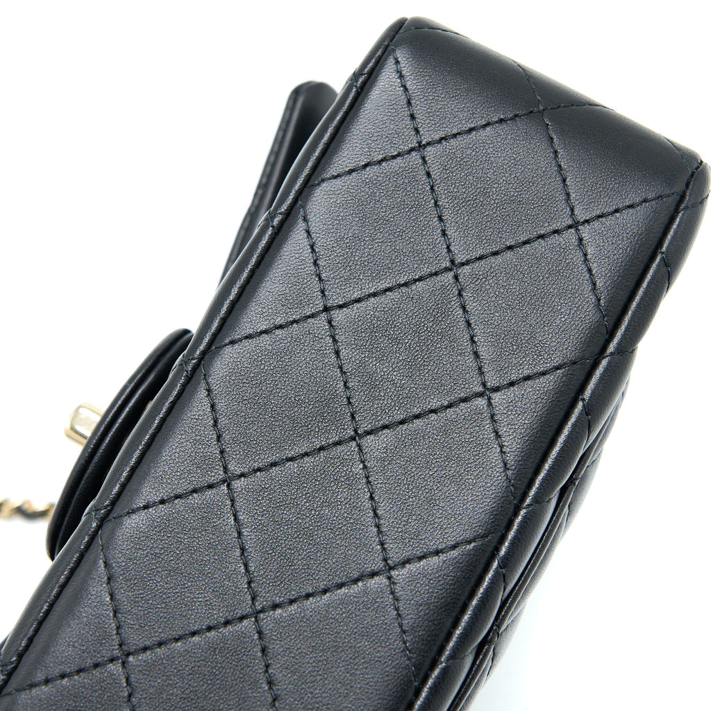 Chanel Top Handle Mini Rectangular Flap Bag Lambskin Black L (Microchip)