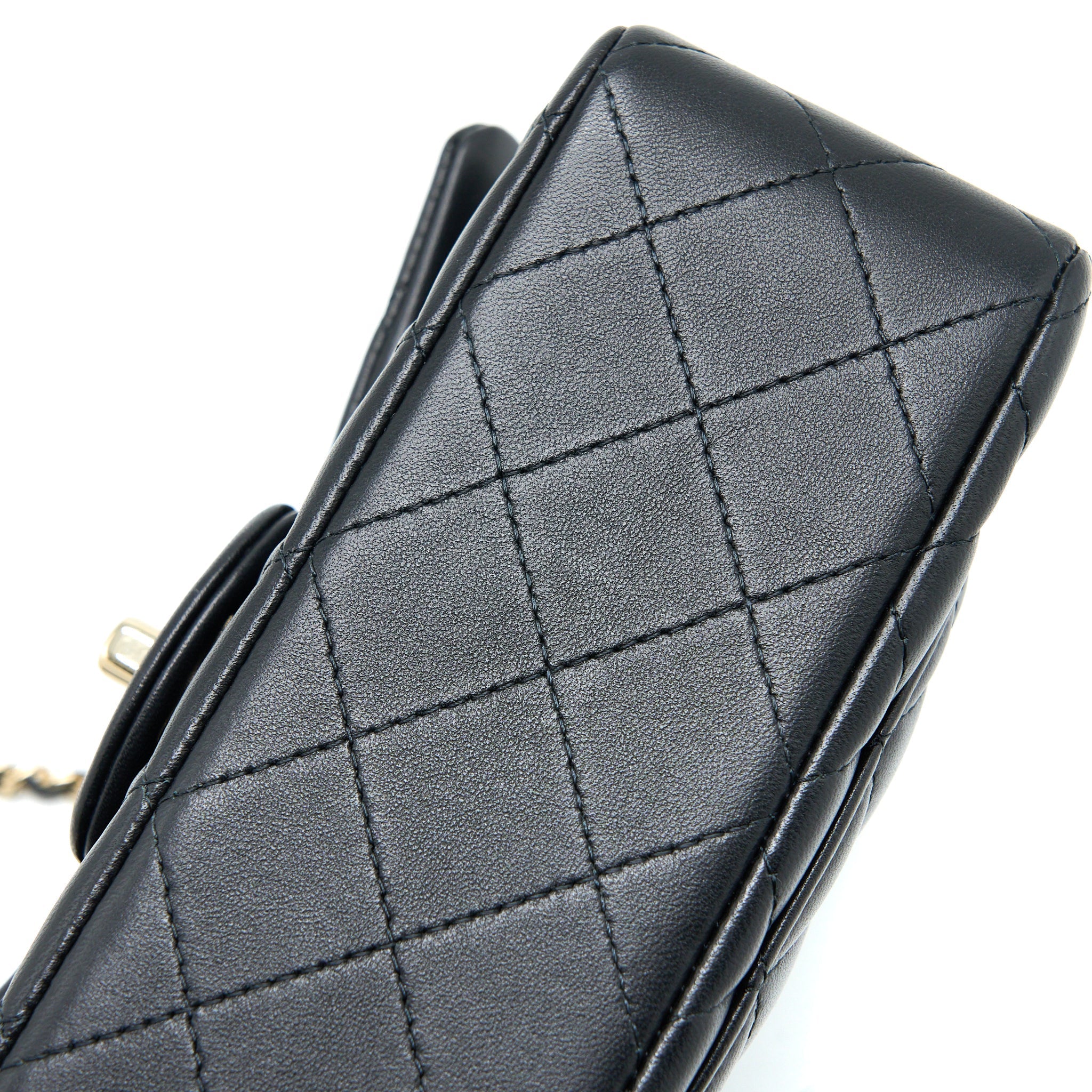 Chanel Top Handle Mini Rectangular Flap Bag Lambskin Black L (Microchip)