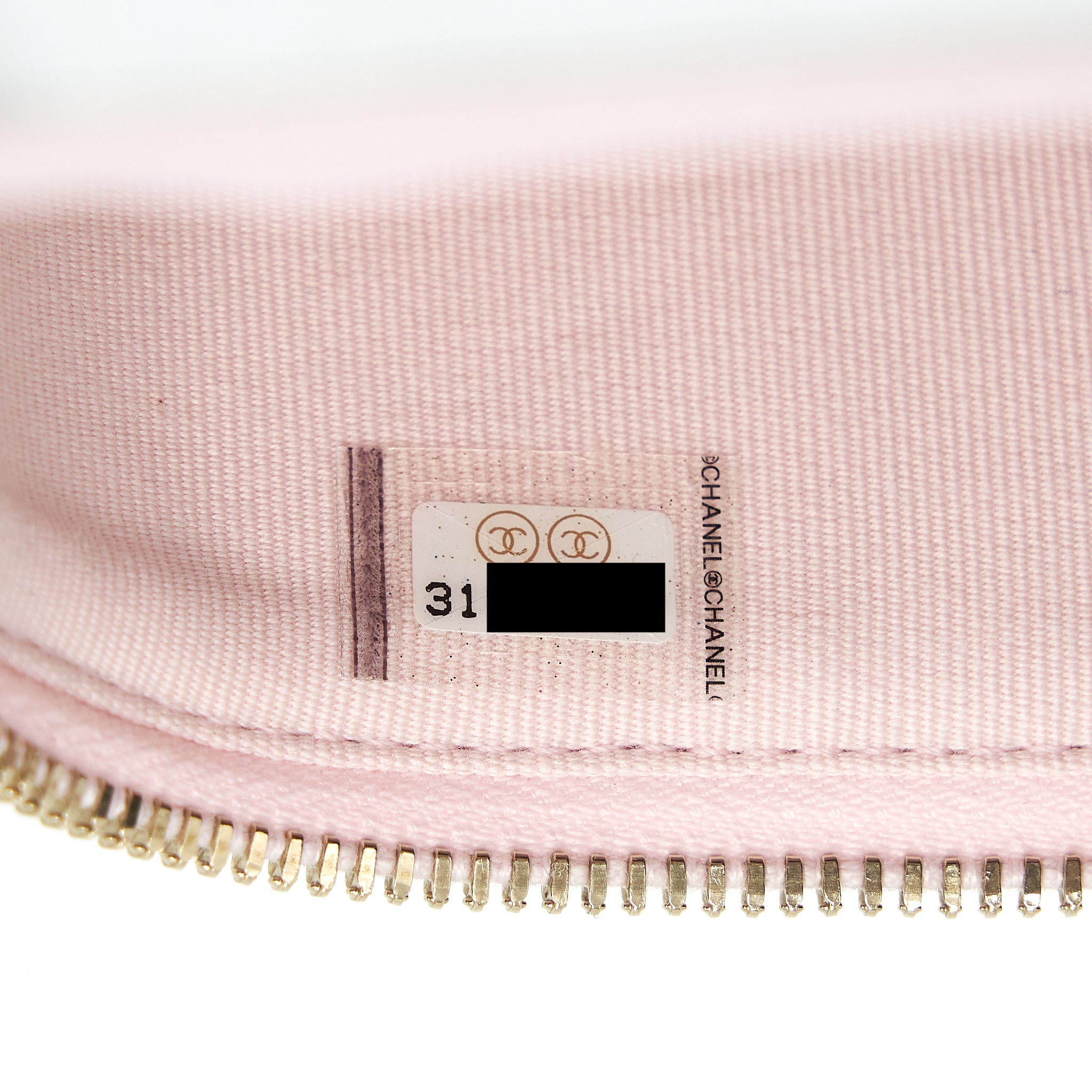 Chanel 22P Long Vanity Case With Logo Chain Caviar Light Pink L