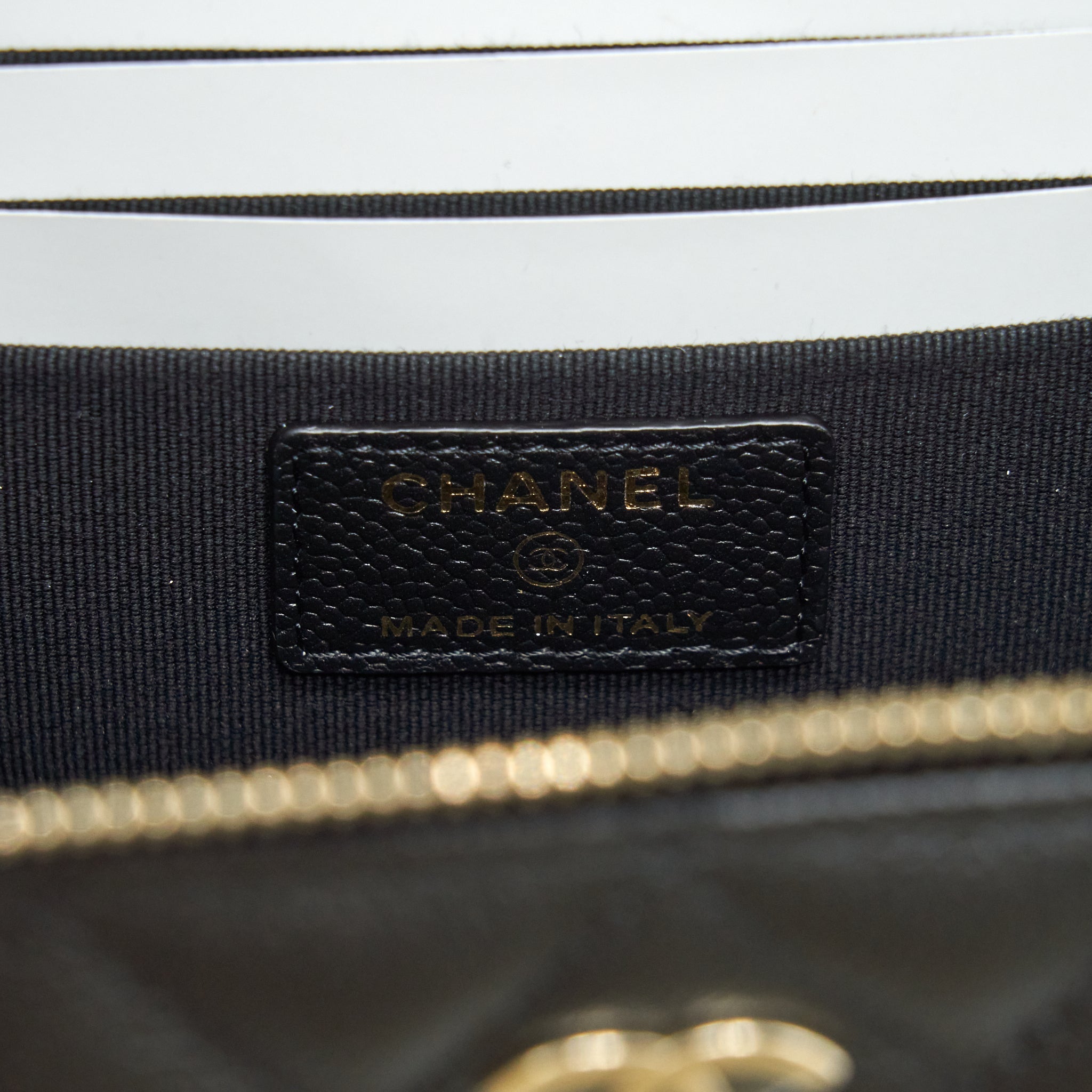 Chanel 22P Long Vanity With Logo Chain Caviar Black L