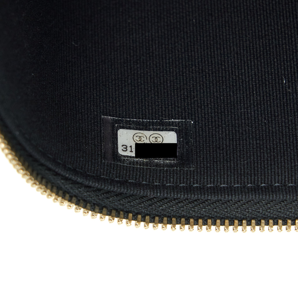 Chanel 22P Long Vanity With Logo Chain Caviar Black L