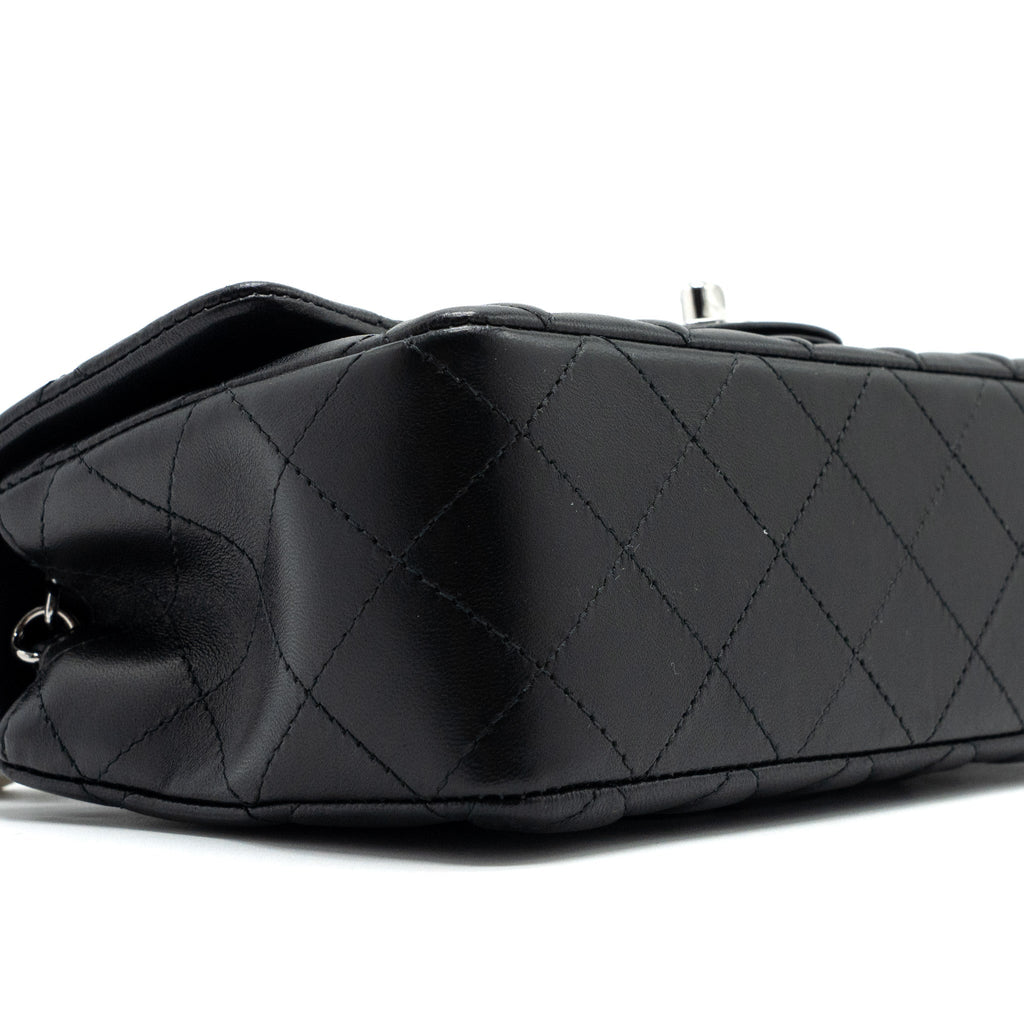 Chanel mini rectangular flap bag lambskin black  (Microchip)