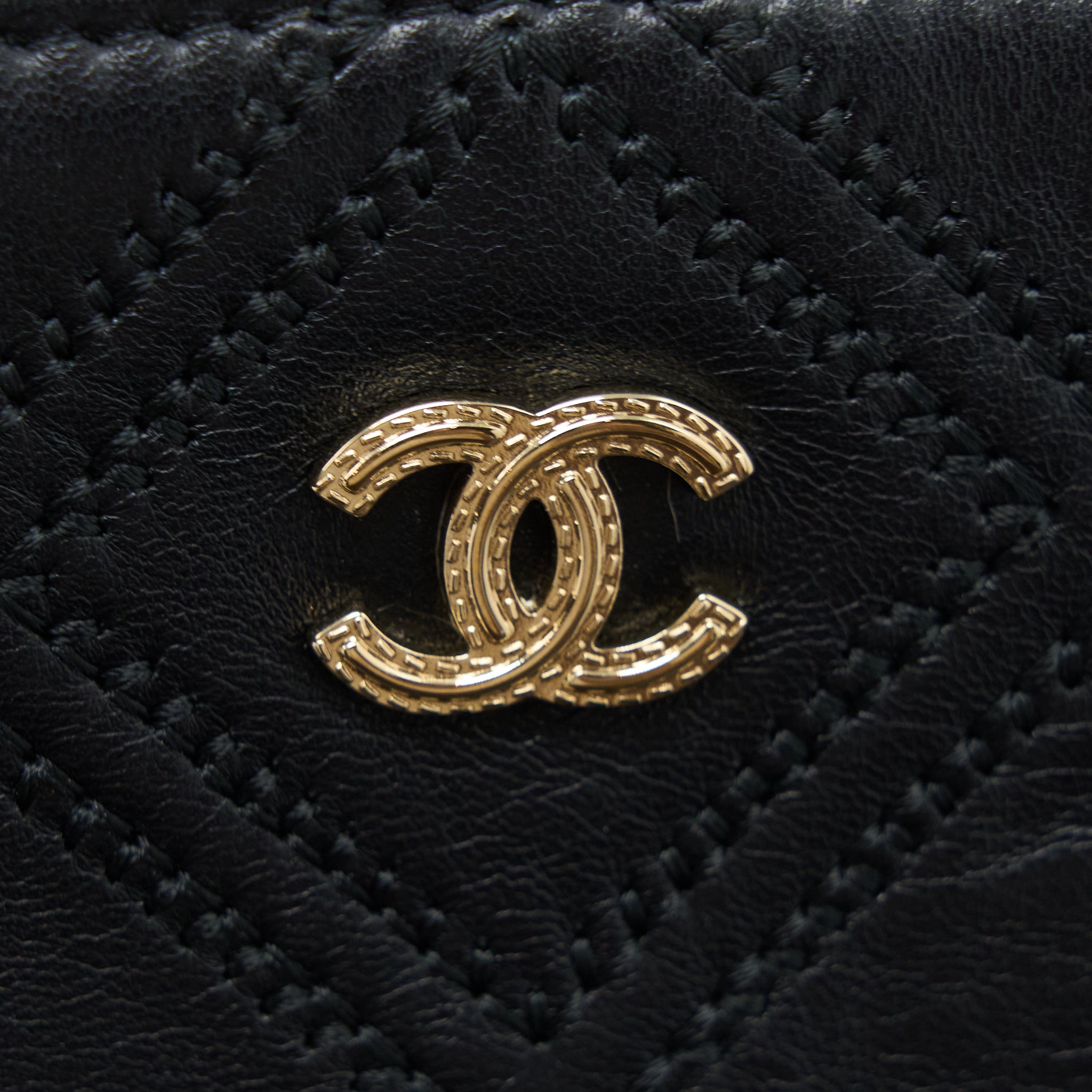 Chanel Quilted Pouch with Tassel Black L