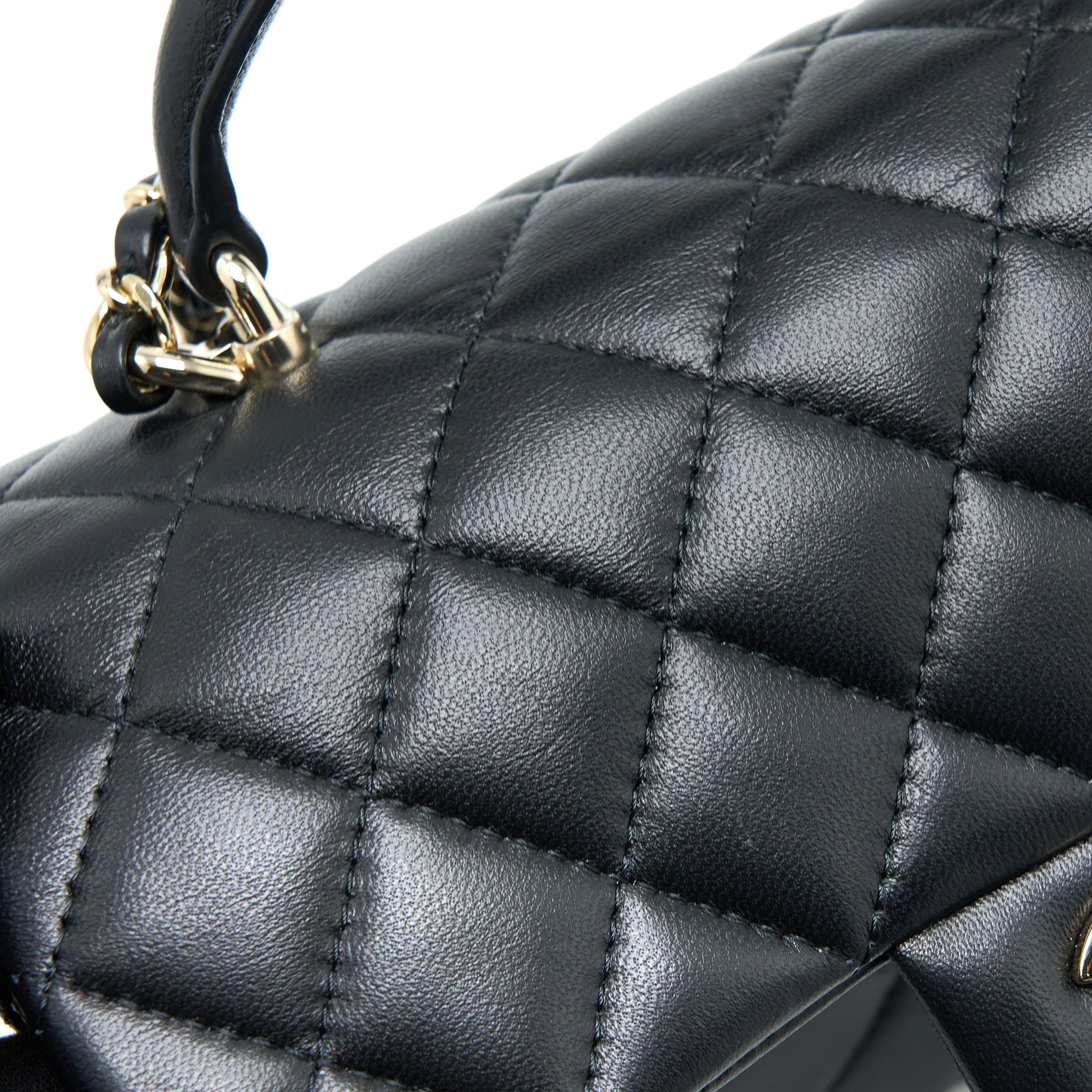 Chanel Top Handle Mini Rectangular Flap Bag Lambskin Black L (Microchip)