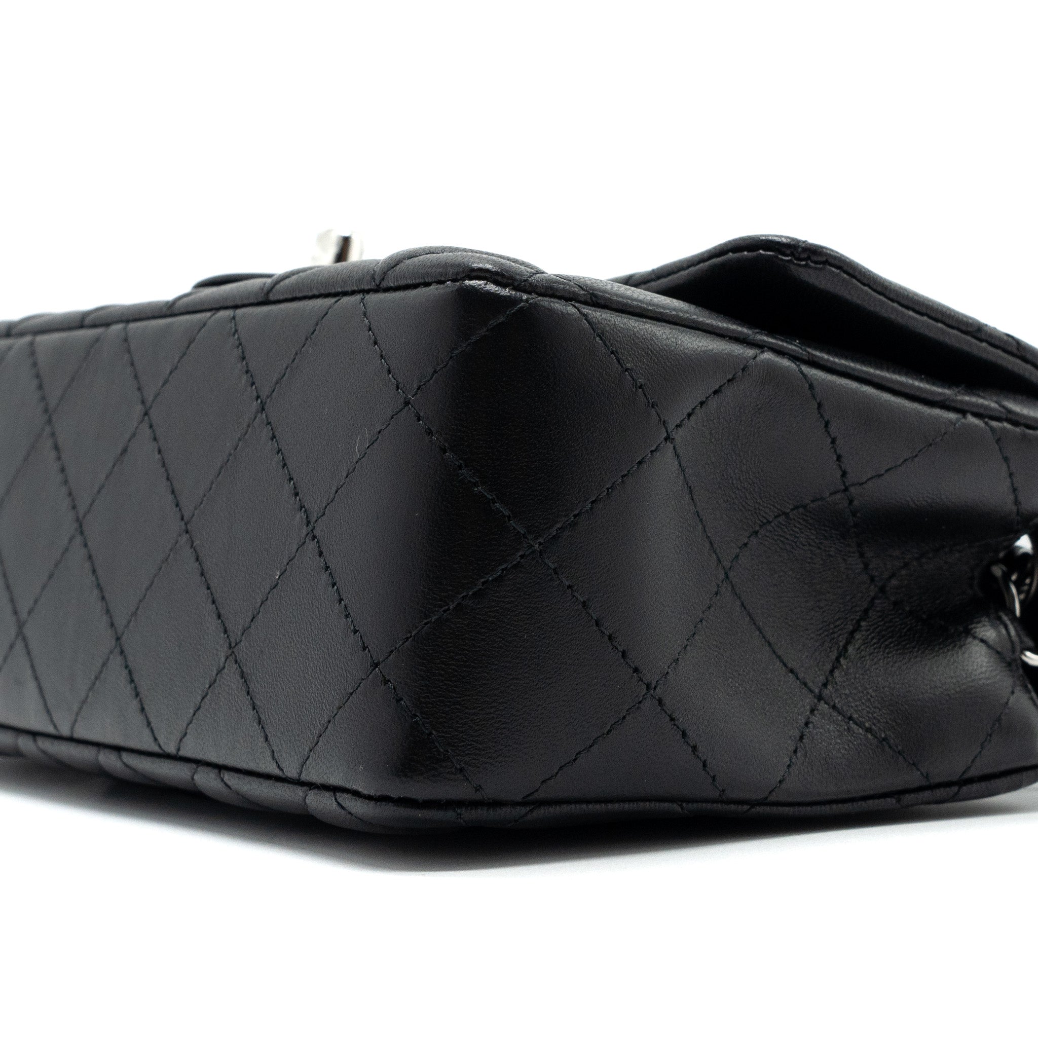 Chanel mini rectangular flap bag lambskin black  (Microchip)