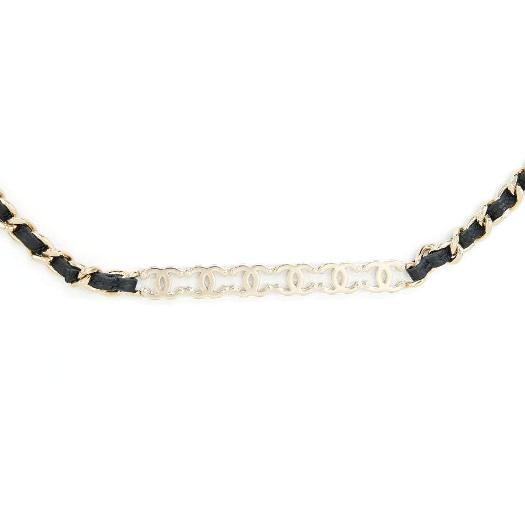 Chanel 22P Long Vanity With Logo Chain Caviar Black L