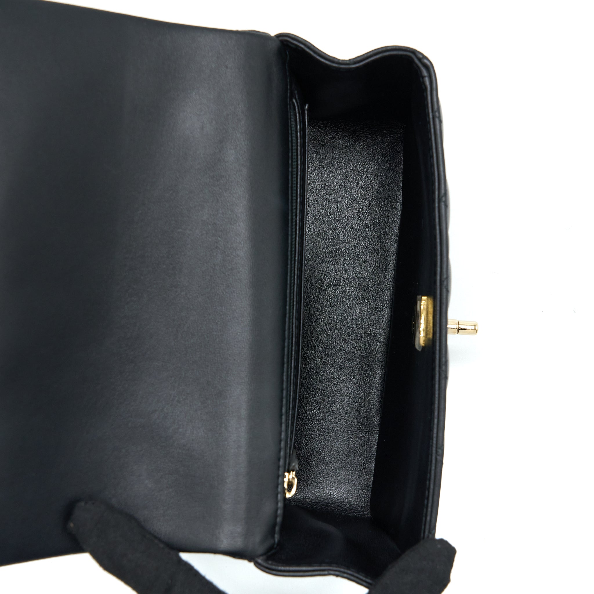 Chanel Top Handle Mini Rectangular Flap Bag Lambskin Black L (Microchip)