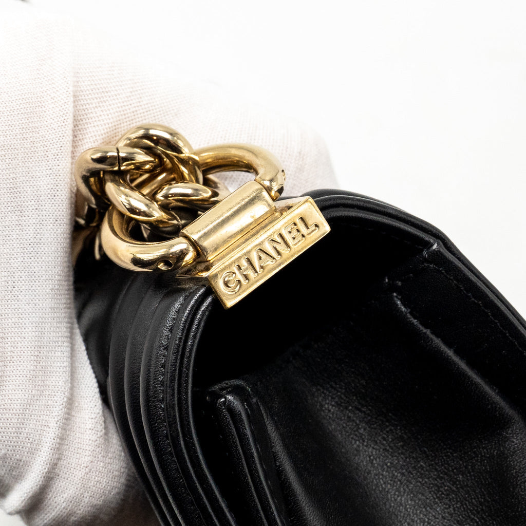 Chanel Small Chevron Boy Bag Lambskin Black L