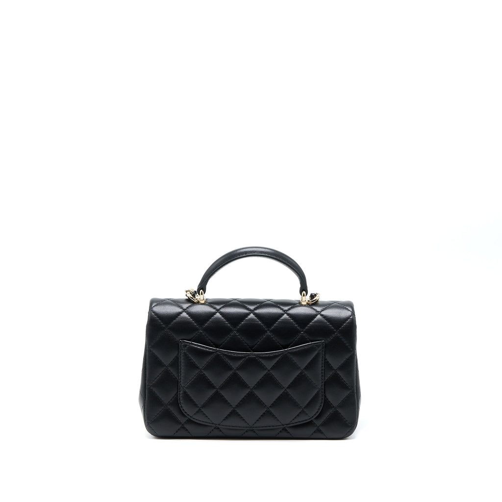 Chanel Top Handle Mini Rectangular Flap Bag Lambskin Black L (Microchip)