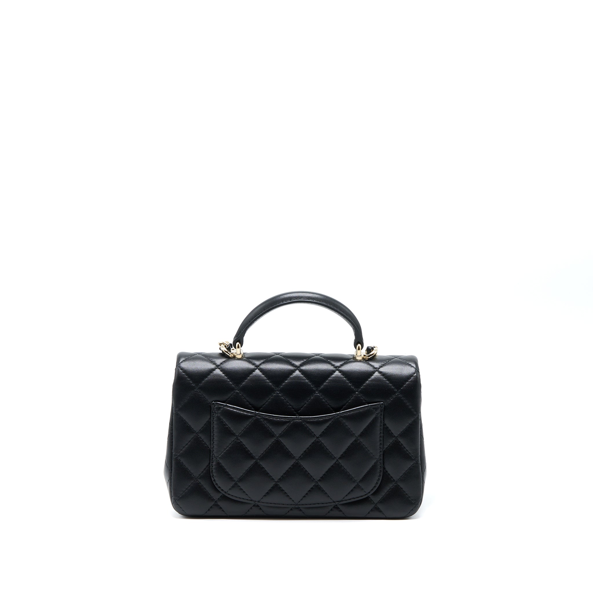 Chanel Top Handle Mini Rectangular Flap Bag Lambskin Black L (Microchip)