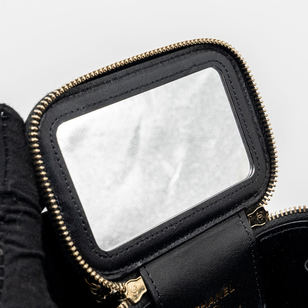 Chanel Top Handle Mini Vanity Case with Chain Lambskin Black  (Microchip)