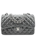 CHANEL Classic Medium Double Flap Quilted Lambskin Leather Shoulder Bag Black