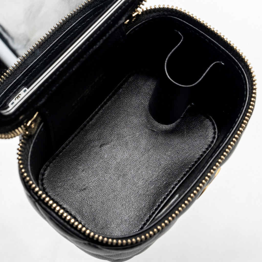 Chanel Top Handle Mini Vanity Case with Chain Lambskin Black  (Microchip)