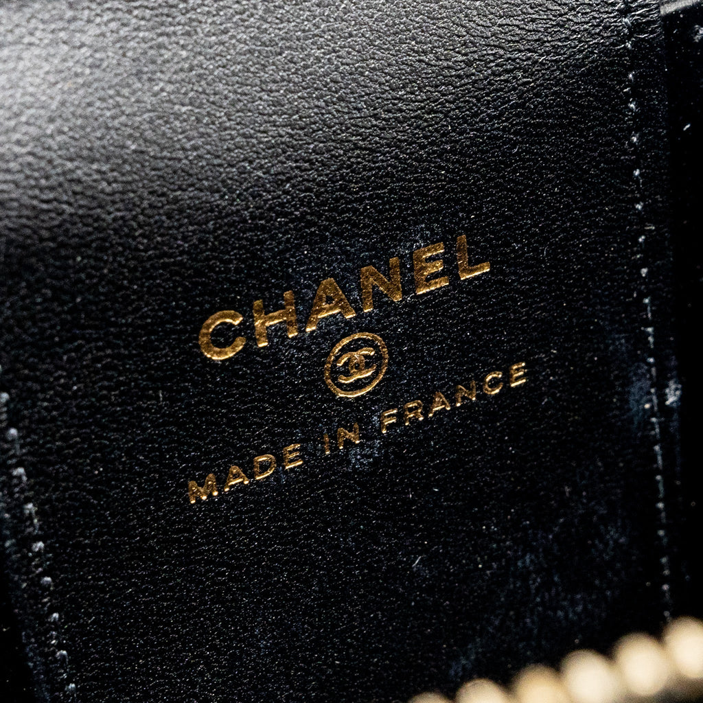 Chanel Top Handle Mini Vanity Case with Chain Lambskin Black  (Microchip)