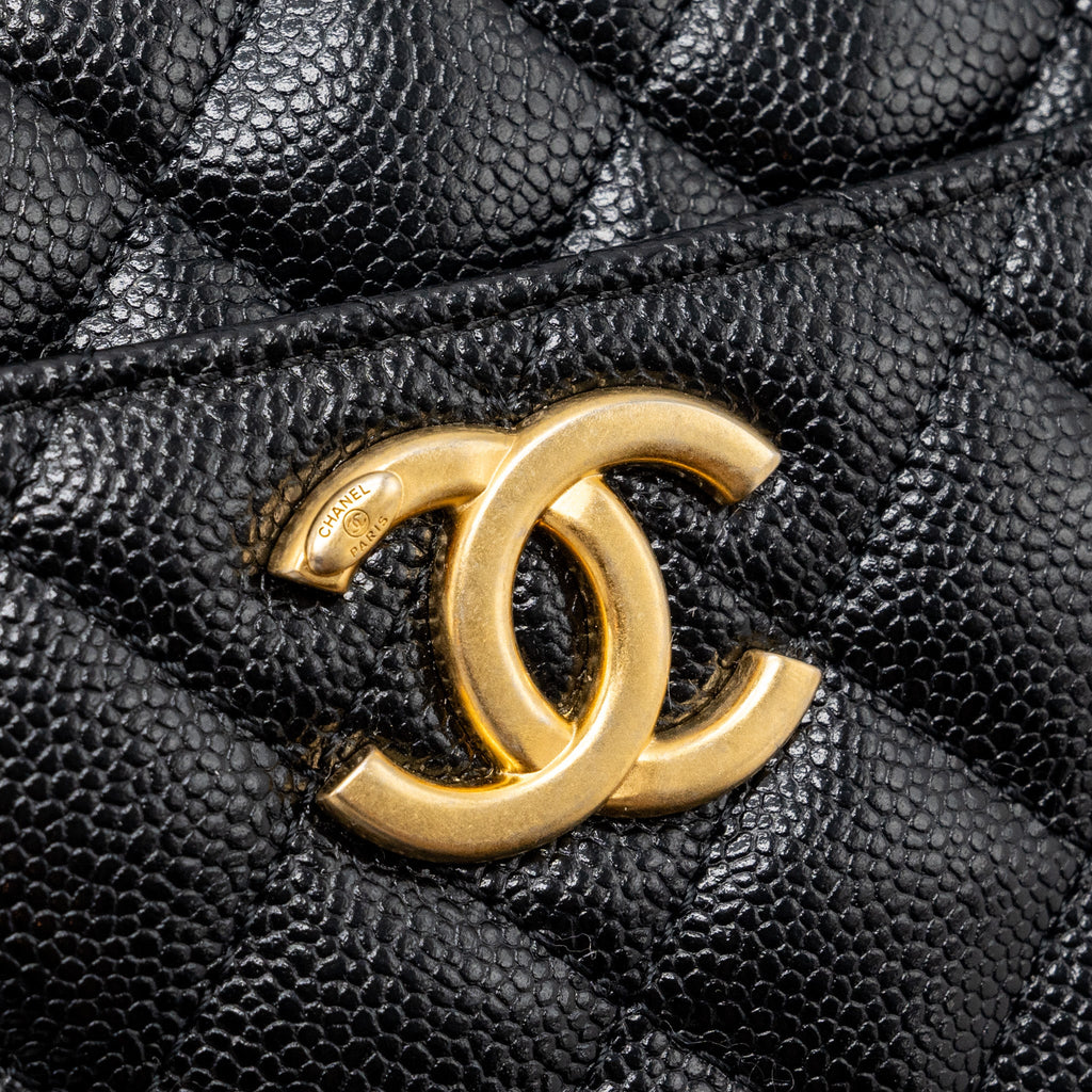 Chanel Letter top Handle Small vanity case caviar Black Brushed (microchip)