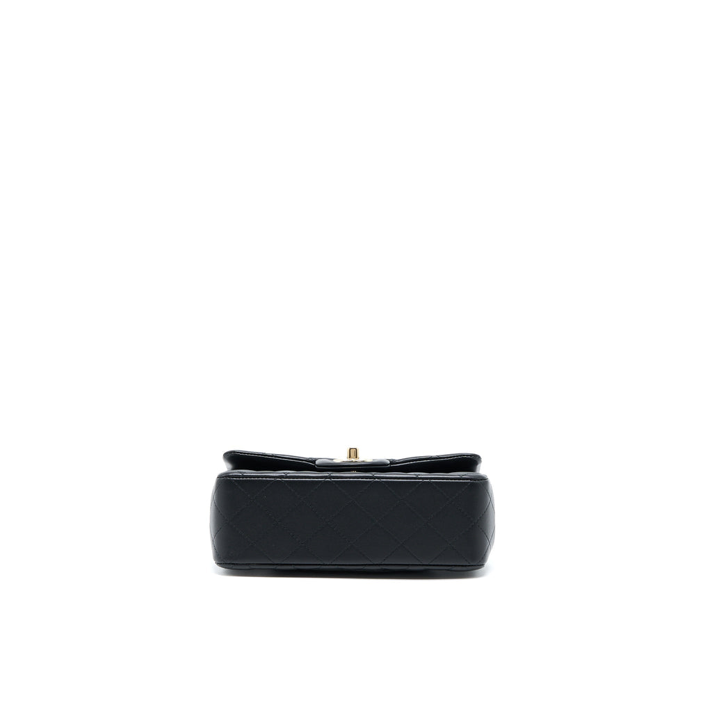 Chanel Top Handle Mini Rectangular Flap Bag Lambskin Black L (Microchip)