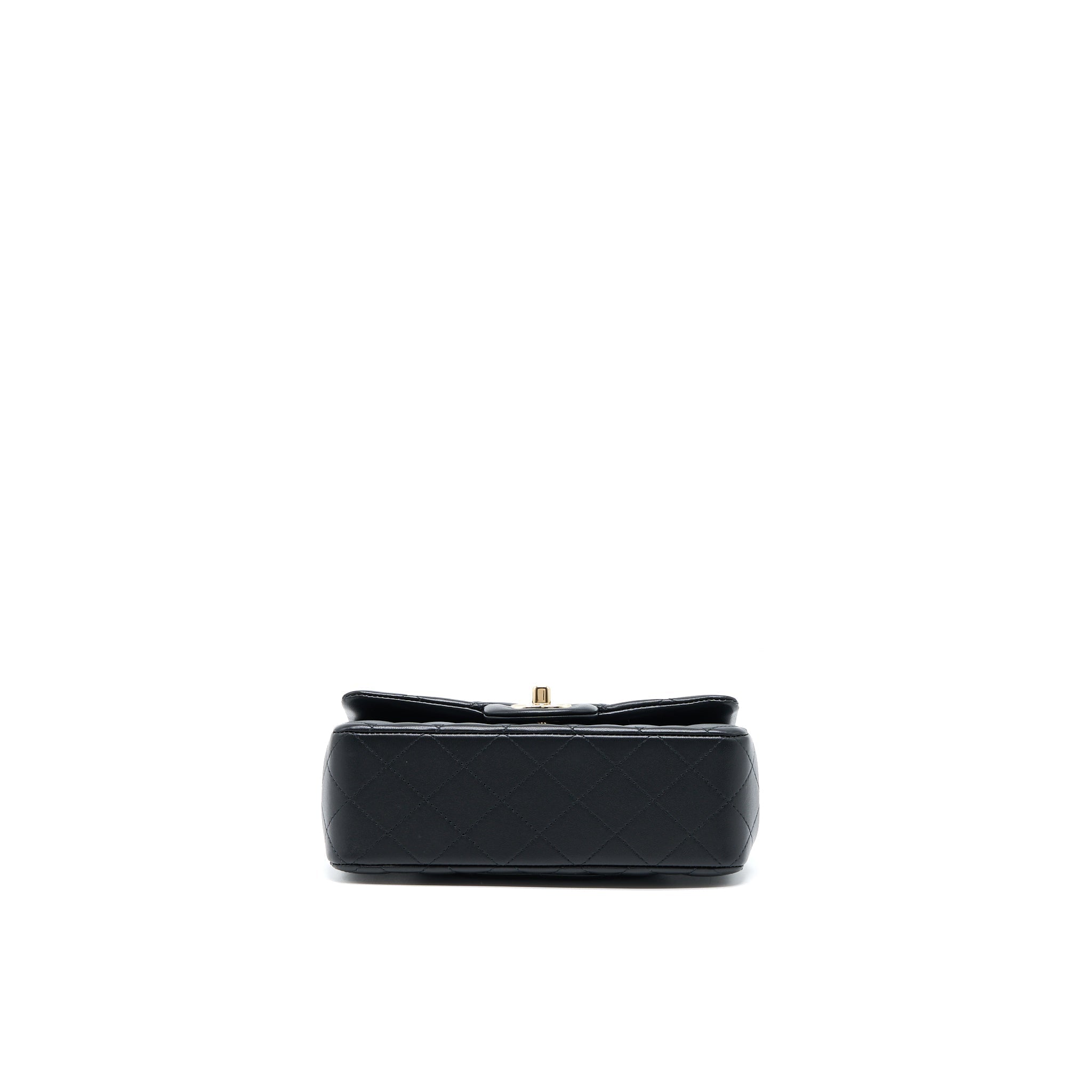 Chanel Top Handle Mini Rectangular Flap Bag Lambskin Black L (Microchip)