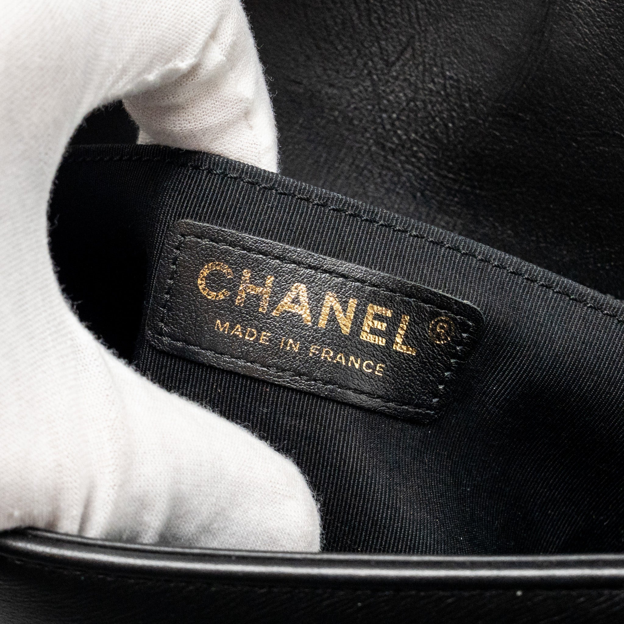 Chanel Small Chevron Boy Bag Lambskin Black L